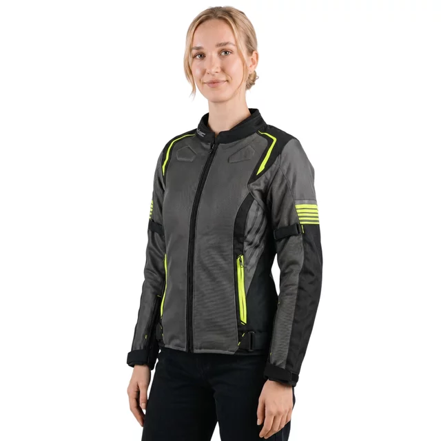 Dámská letní moto bunda W-TEC Jelsa - šedá-fluo