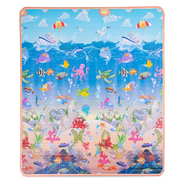 Rolovatelná dětská podložka inSPORTline Lhotino 150x180x1,5 cm - Puzzle/Moře