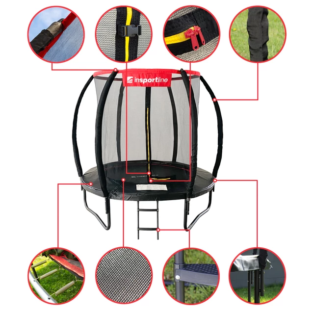Trampolína se sítí a schůdky inSPORTline Flea PRO 183 cm