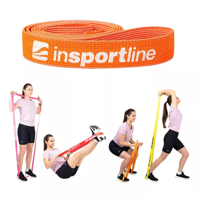 Posilovací guma inSPORTline Rand Strong 208x3,3 cm / 8 kg - oranžová