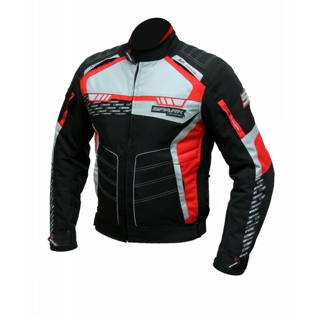Pánská textilní moto bunda Spark Mizzen - černá-fluo - červeno-černá