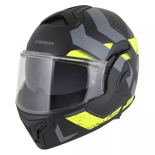 Překlopná přilba Cassida MultiFlip Korp P/J - černá matná/žlutá fluo/šedá