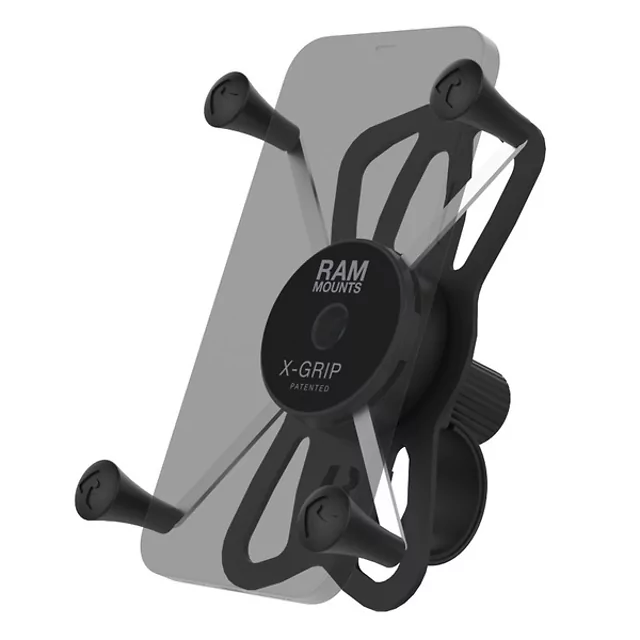 Kompletní sestava držáku pro velké telefony RAM Mounts X-Grip se "Tough-Strap" stahovacím upínaním na řidítka