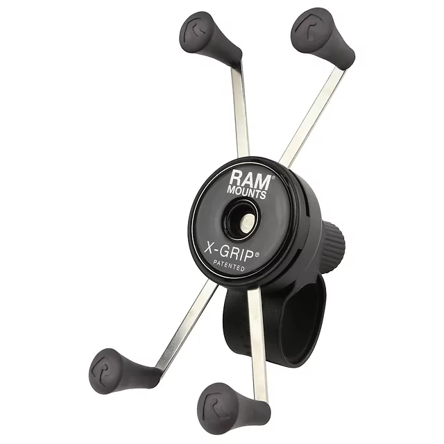Kompletní sestava držáku pro velké telefony RAM Mounts X-Grip se "Tough-Strap" stahovacím upínaním na řidítka