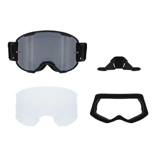 Motokrosové brýle RedBull Spect Strive Panovision, černé matné, plexi stříbrné zrcadlové