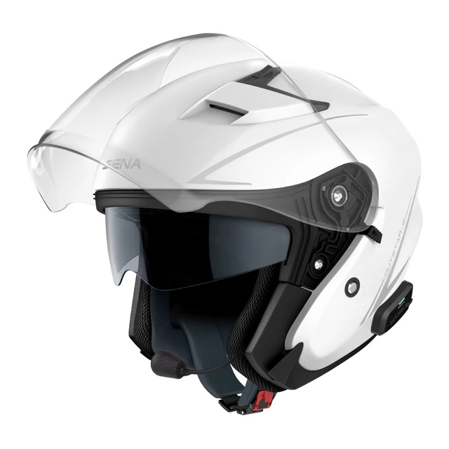 Moto přilba s headsetem SENA Outstar S lesklá bílá