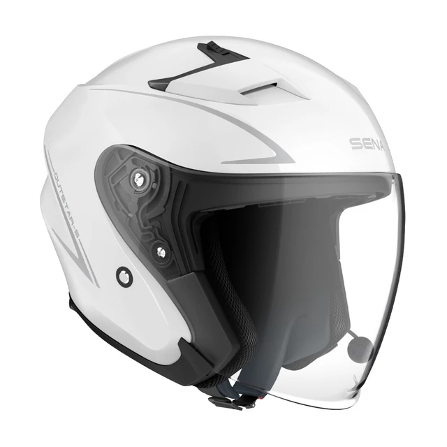 Moto přilba s headsetem SENA Outstar S lesklá bílá