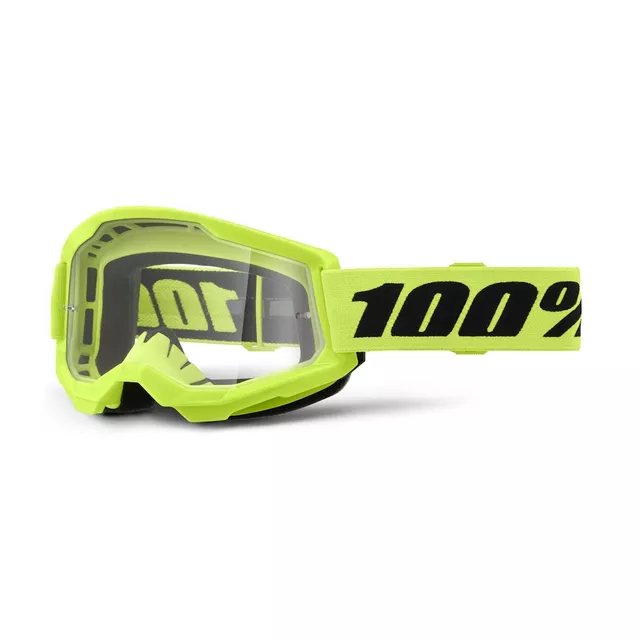 Juniorské motokrosové brýle 100% Strata 2 Junior - neon žlutá, čiré plexi - neon žlutá, čiré plexi