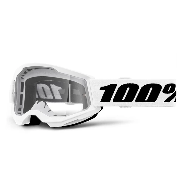 Juniorské motokrosové brýle 100% Strata 2 Junior - neon žlutá, čiré plexi - bílá, čiré plexi