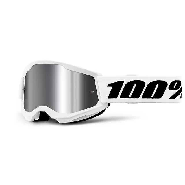 Juniorské motokrosové brýle 100% Strata 2 Junior Mirror - Orange, True zlaté plexi - White, stříbrné plexi
