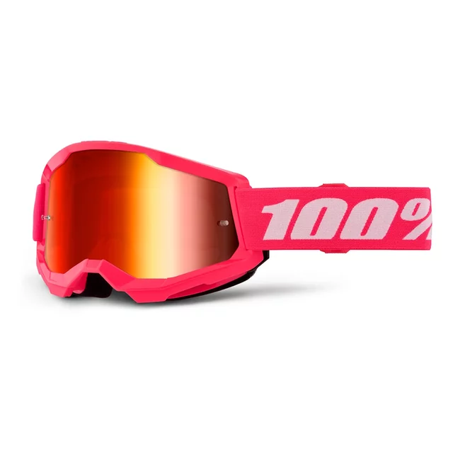 Motokrosové brýle 100% Strata 2 New Mirror - Neon žluté, růžové plexi