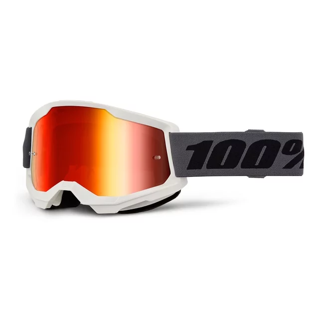 Motokrosové brýle 100% Strata 2 New Mirror - Neon žluté, růžové plexi - Šedé, červené plexi