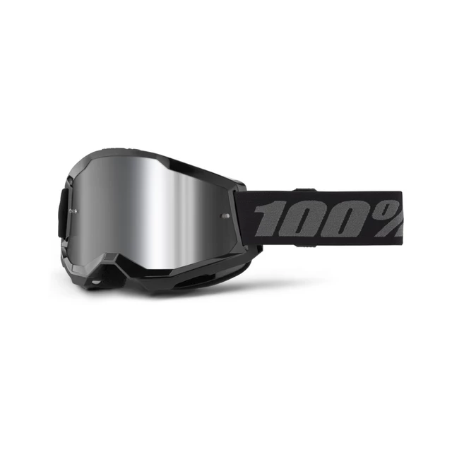 Motokrosové brýle 100% Strata 2 New Mirror - Neon žluté, růžové plexi - Black, stříbrné plexi