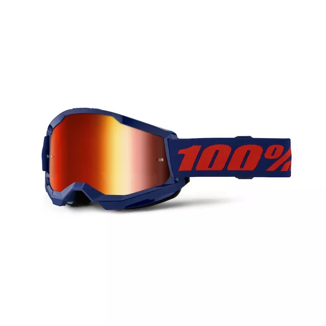 Motokrosové brýle 100% Strata 2 New Mirror - Neon žluté, růžové plexi - Modré, červené plexi