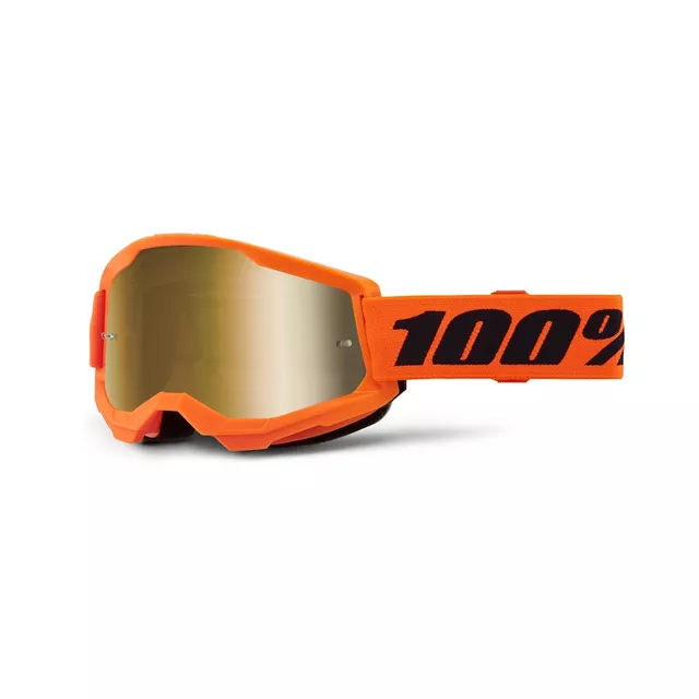 Motokrosové brýle 100% Strata 2 New Mirror - Neon žluté, růžové plexi - Oranžové, zlaté plexi
