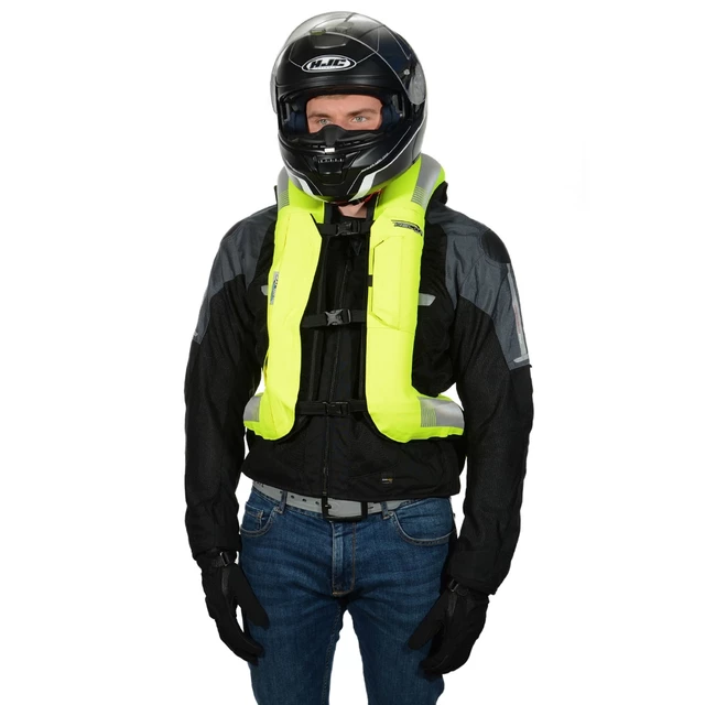 Airbagová vesta Helite Turtle 2 HiVis rozšířená, mechanická s trhačkou - oranžová