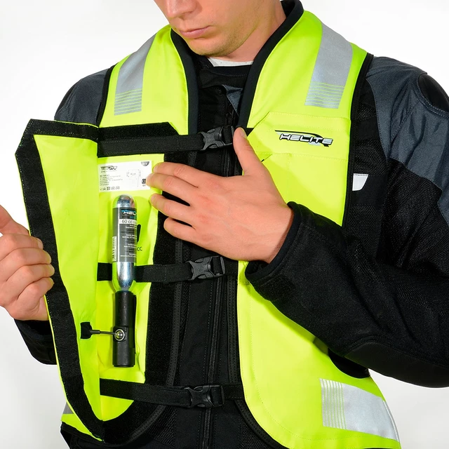 Airbagová vesta Helite Turtle 2 HiVis rozšířená, mechanická s trhačkou - oranžová
