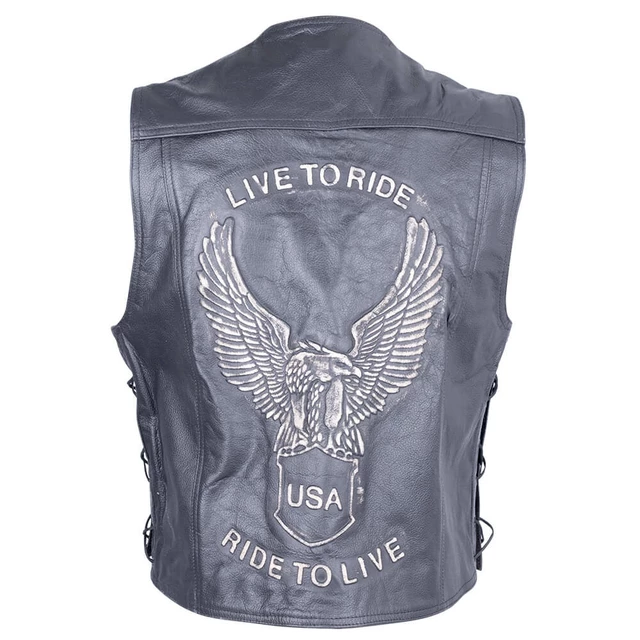 Kožená moto vesta Sodager Live To Ride Vest - černá - černá