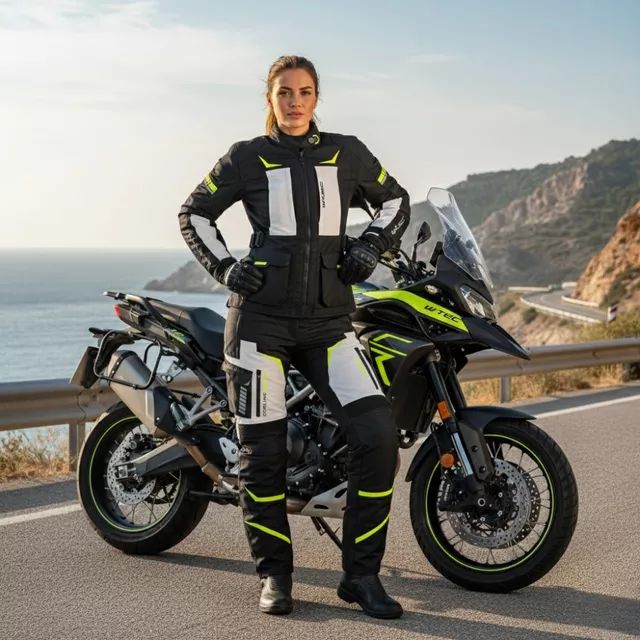Dámské moto kalhoty W-TEC Warao Lady - černá-fluo