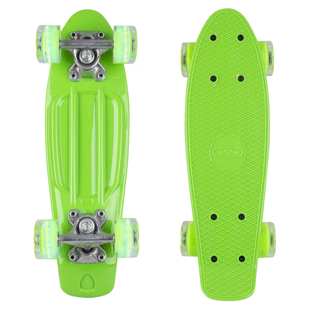 Mini penny board WORKER Pico 17" se svítícími kolečky - žlutá deska, tmavě modrá kolečka