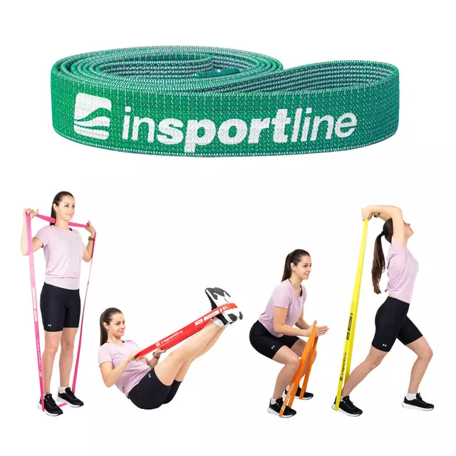 Posilovací guma inSPORTline Rand XX Strong 208x3,3 cm / 13 kg - šedá - tmavě zelená
