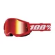 Dětské motokrosové brýle 100% Strata 2 Junior Mirror - černá, zrcadlové stříbrné plexi - červená, červené plexi