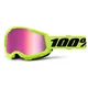 Juniorské motokrosové brýle 100% Strata 2 Junior Mirror - Orange, True zlaté plexi - Neon Yellow, růžové plexi